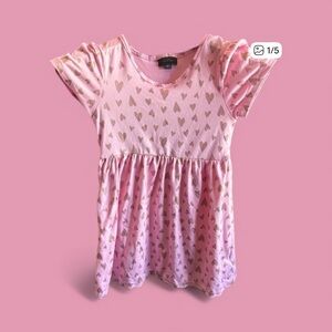 Pink Heart Patterned Dress Toddlers 3T Shimmer Casual Girly Outfit Pre-Owned